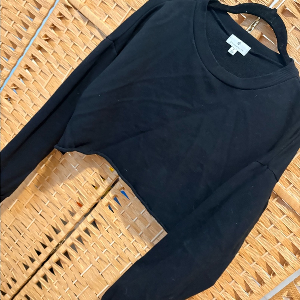 Black Cropped Crewneck Sweatshirt - Socialite